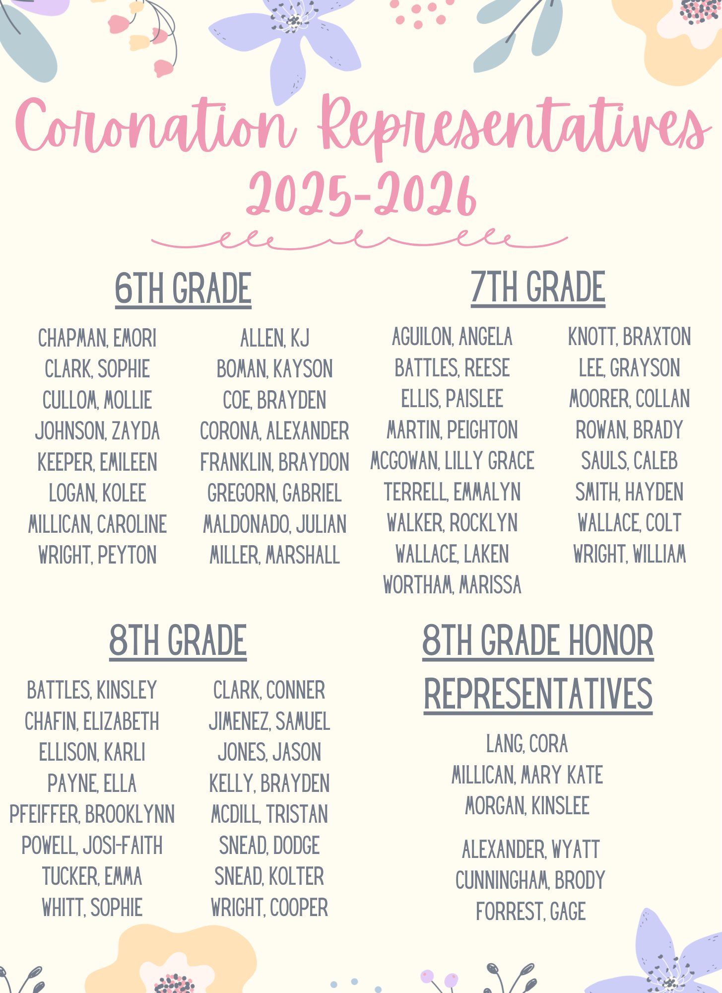 2025-2026 Coronation Representatives